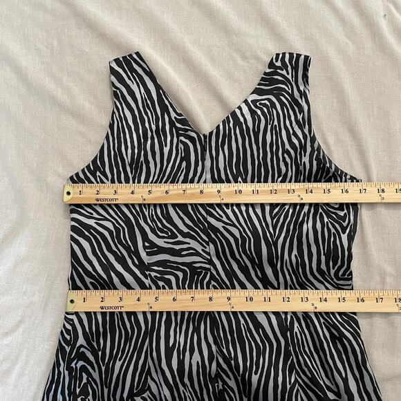 Vintage 90s Dress Size 10 Black Silver Zebra Animal Print Going Out Party Y2K - Picture 11 of 13
